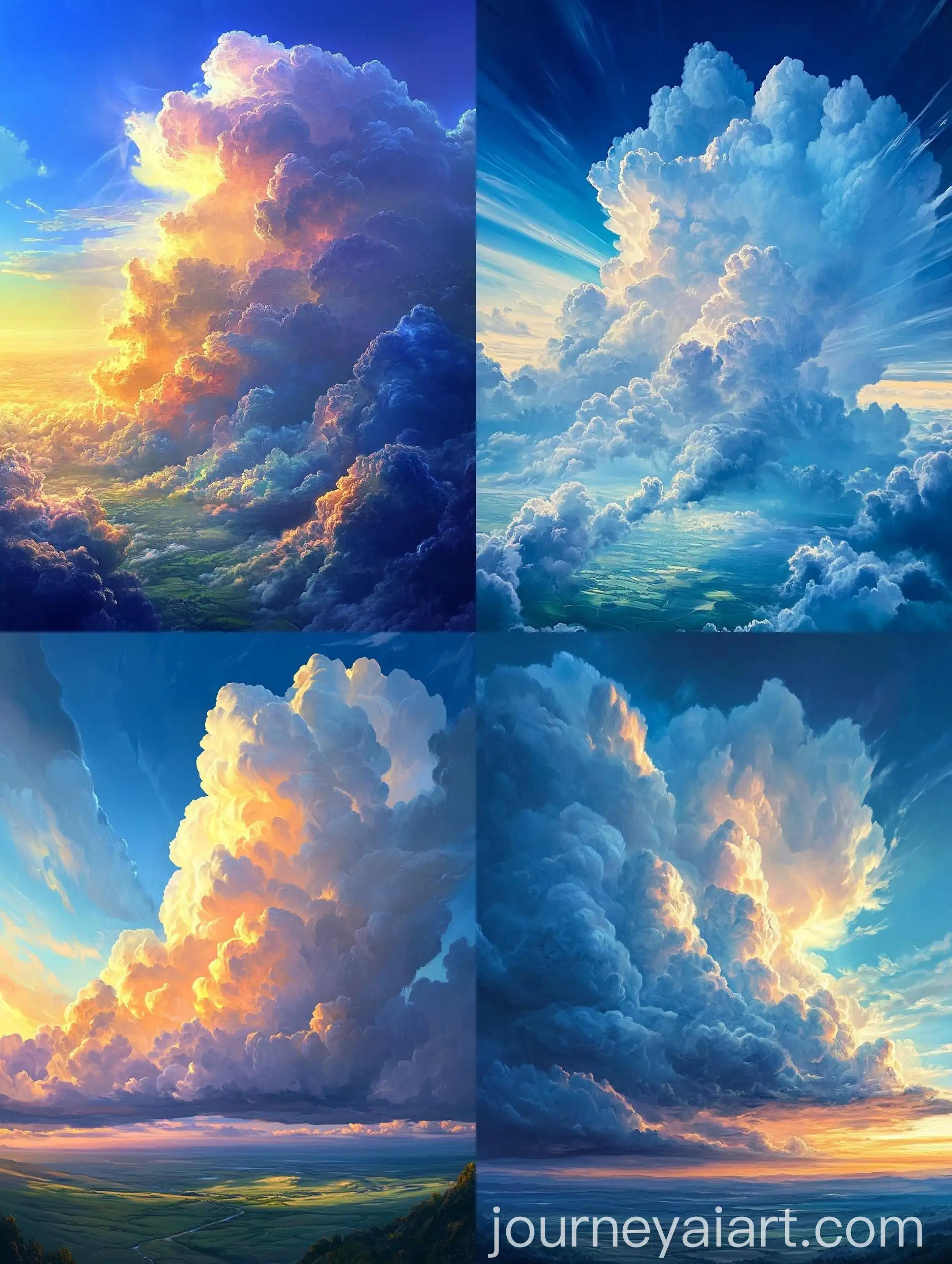 Majestic-Cumulonimbus-Clouds-Towering-Above-Vibrant-Blue-Sky