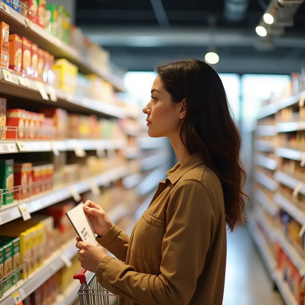 Woman-Shopping-in-Supermarket-Cereal-Aisle-HyperRealistic-Scene