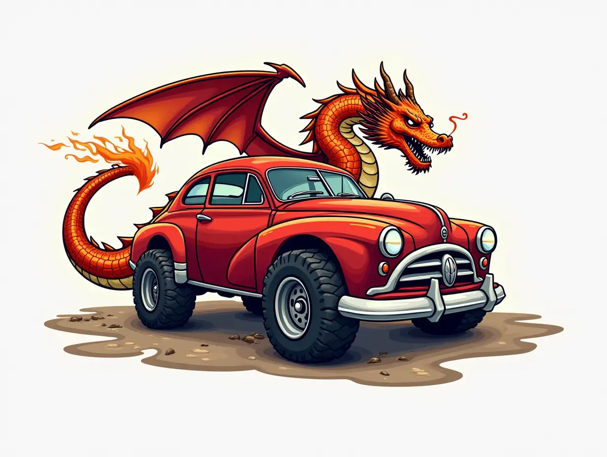 draw a logo for a car service station with a dragon