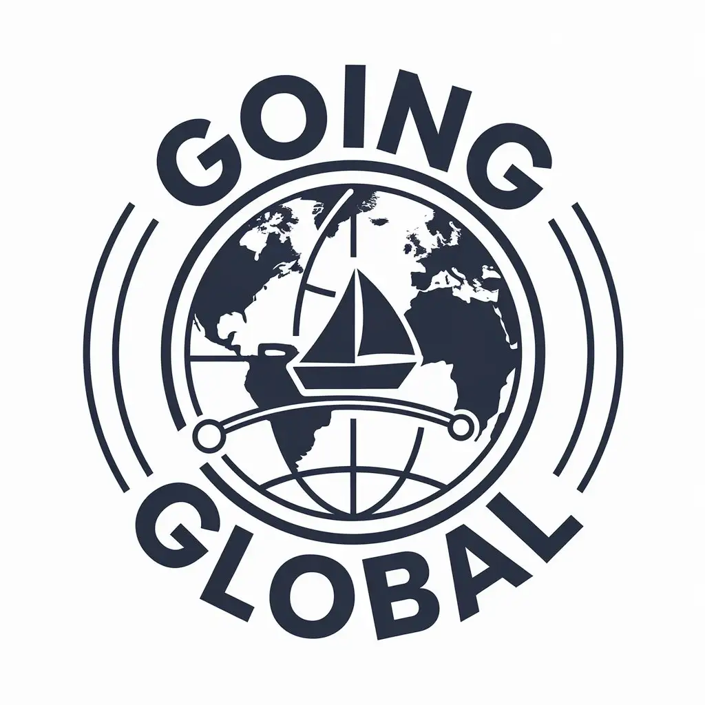 LOGO-Design-For-Going-Global-Earth-Sailboat-and-Trade-Theme