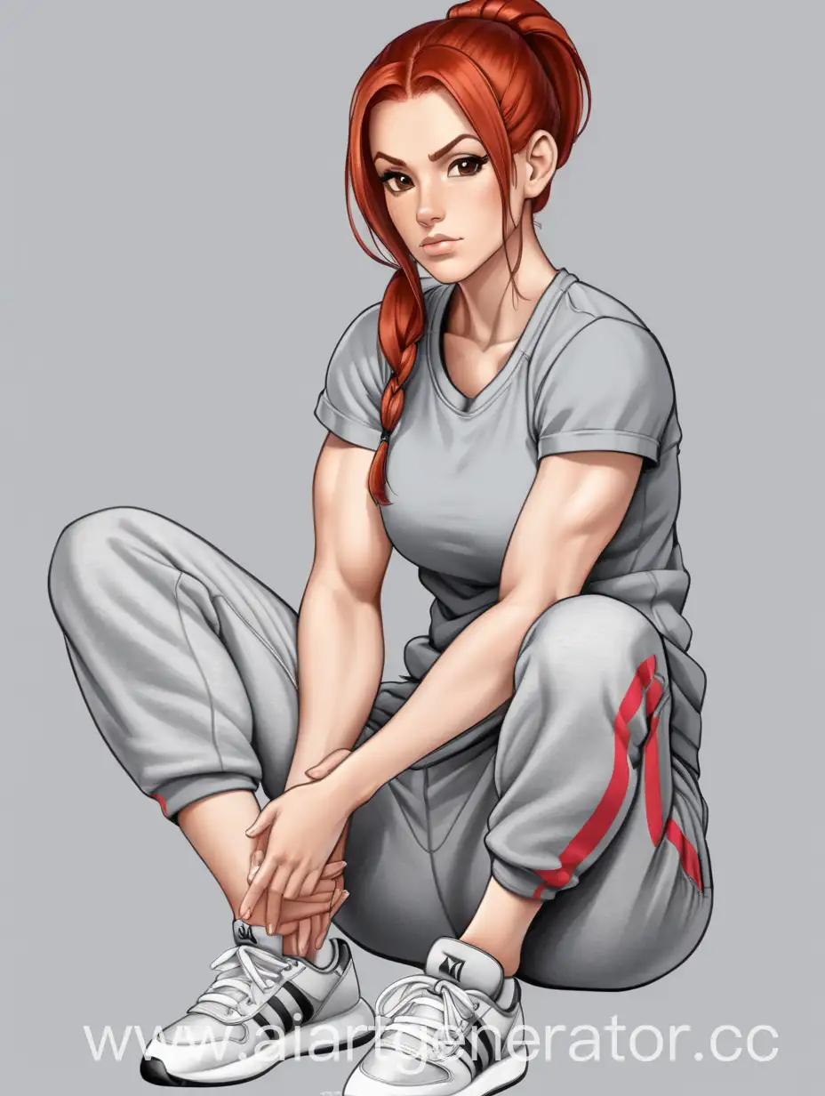 Thoughtful-Athletic-Woman-with-Red-Hair-in-Casual-Wear