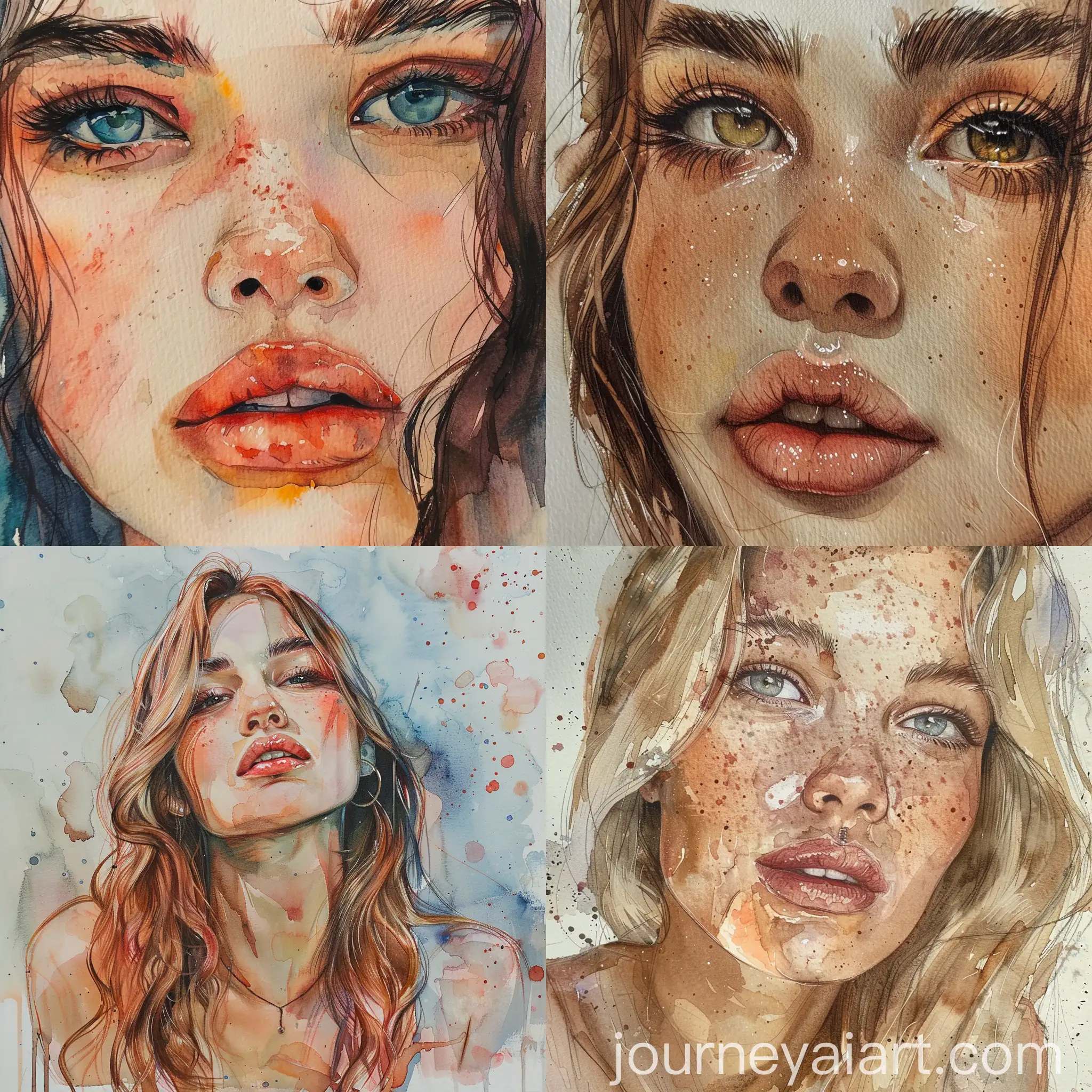 Watercolour-Art-Portrait-of-a-Beautiful-Girl-with-Thick-Thighs