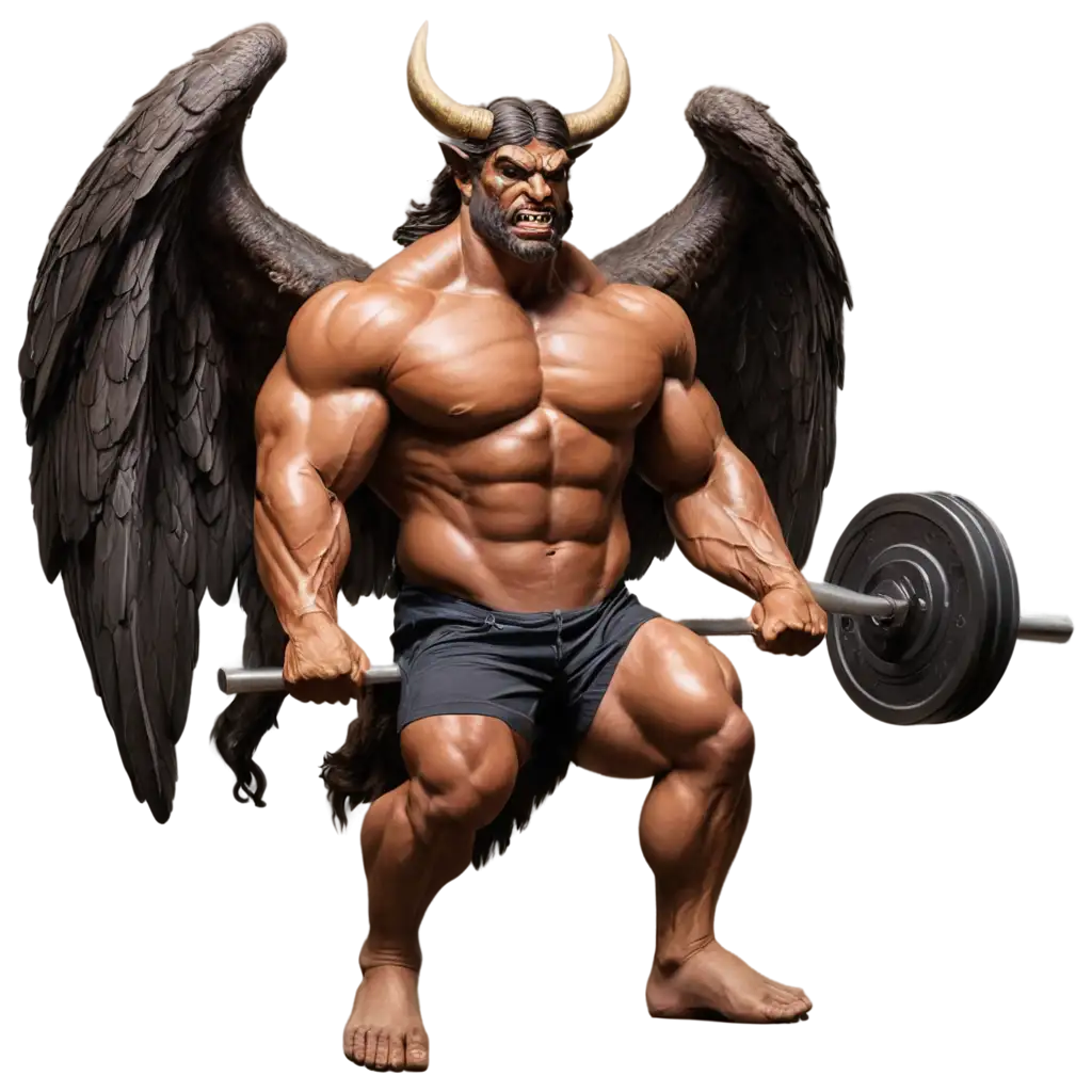 Winged-Bull-Lifting-a-Heavy-Barbell-HighQuality-PNG-for-Versatile-Use