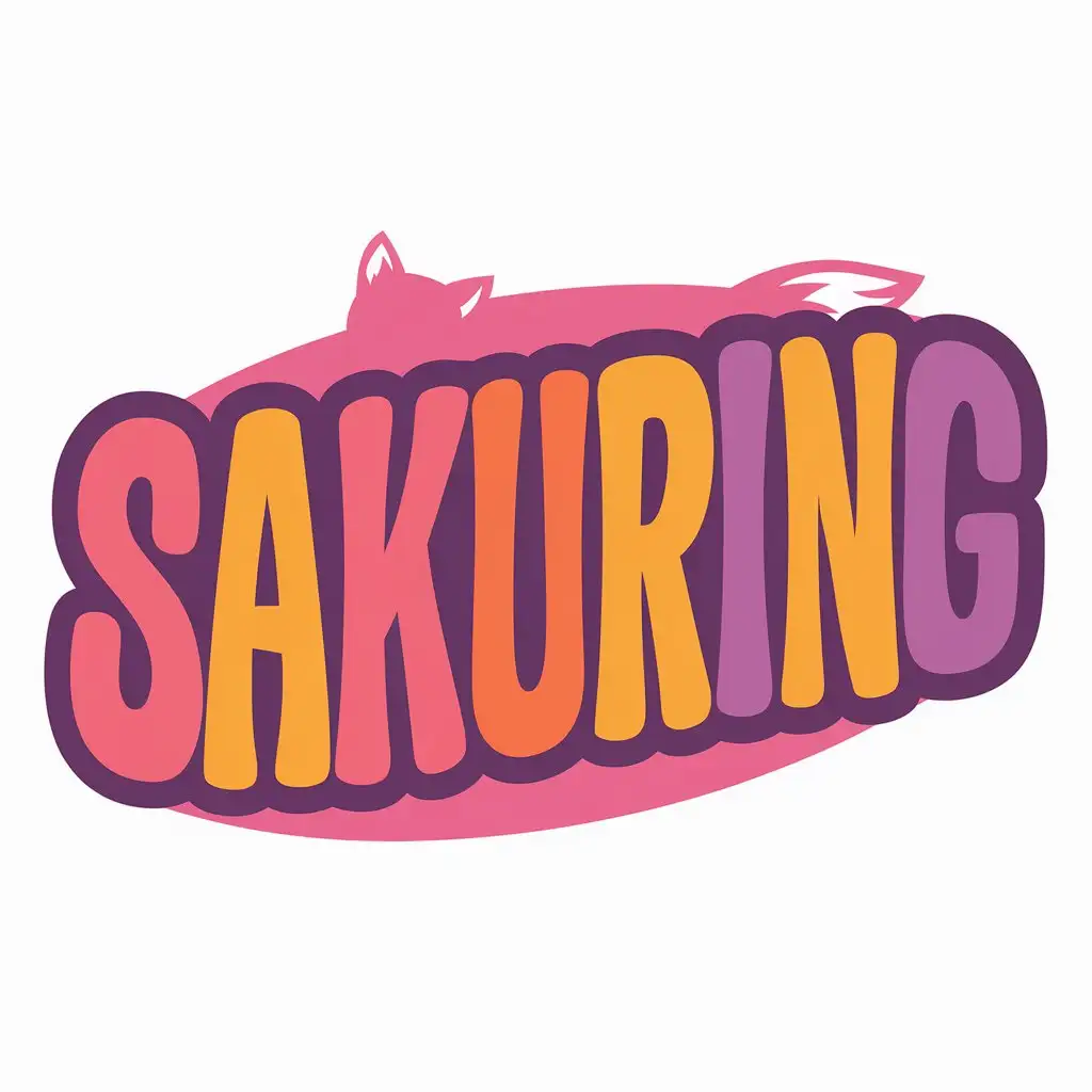 LOGO Design for Sakuring Pink Orange Purple with Rounded Text and Fox Theme