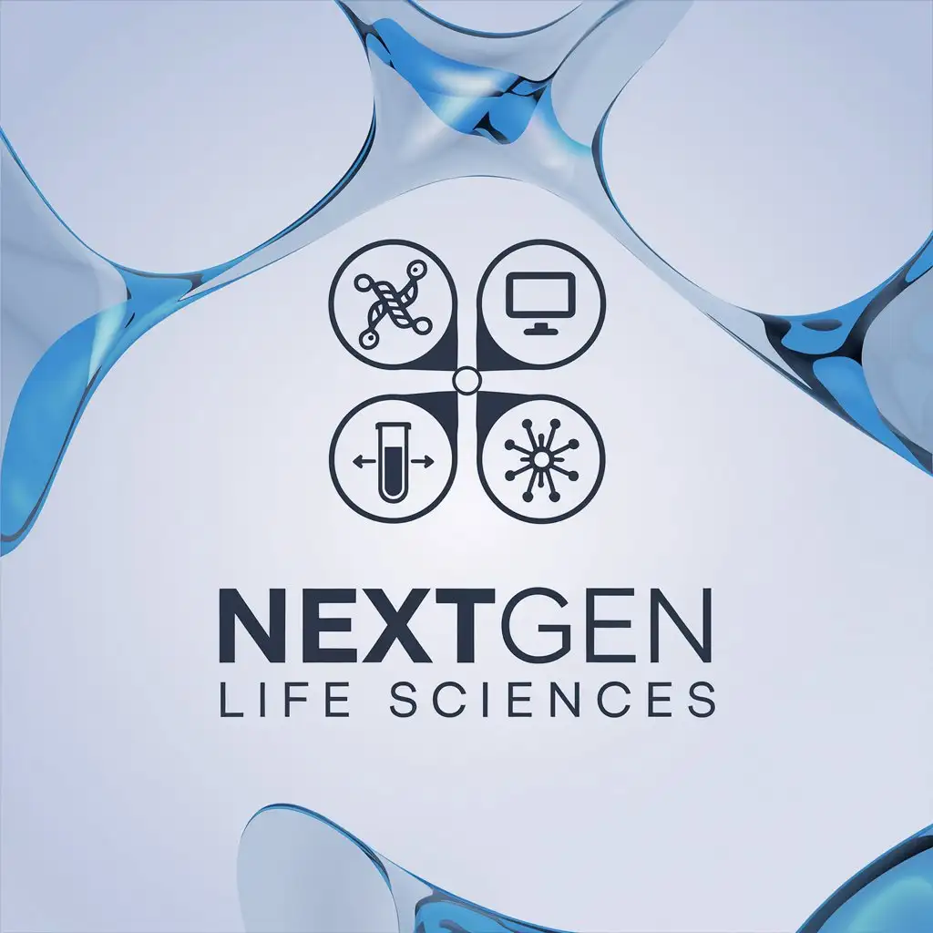 LOGO Design for NextGen Life Sciences Test Tube Gene AI and Computer Symbolism with Unique Minimalistic Style