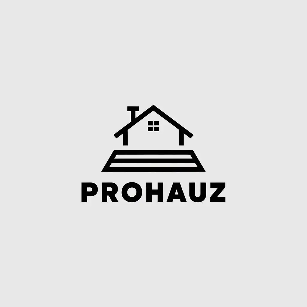 a vector logo design,with the text "ProHauz", main symbol:Design and moving of housesnDesign of foundations and footings,Minimalistic,clear background