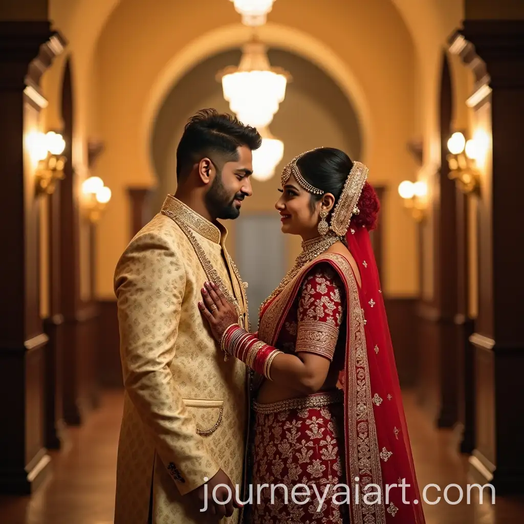 Indian-Wedding-Couple-in-Elegant-Wedding-Hall