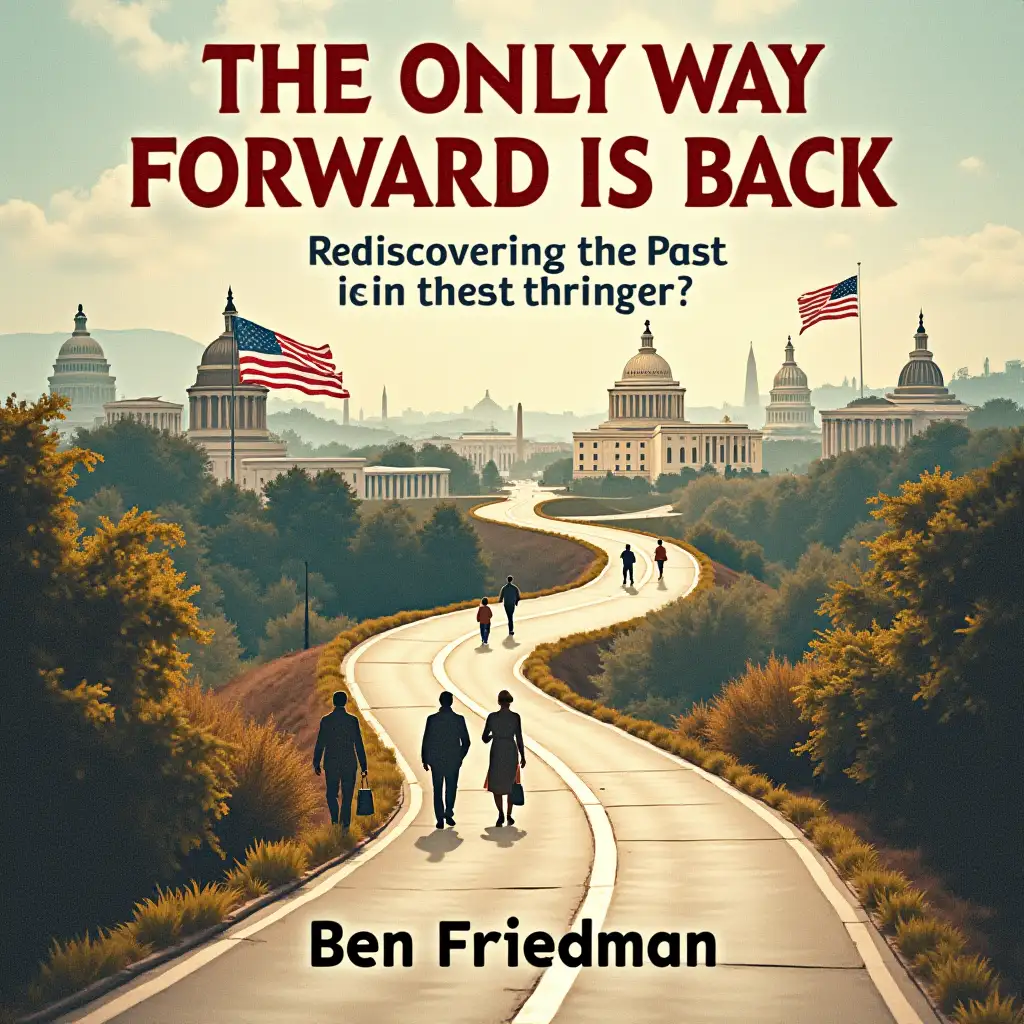 Book Cover Featuring Winding Road with Historical American Symbols