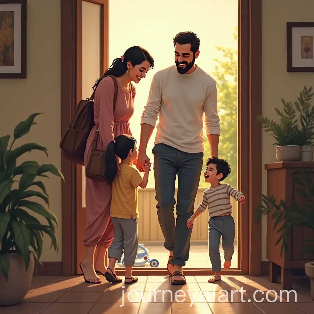Joyful-Iranian-Islamic-Family-Welcoming-Father-Home