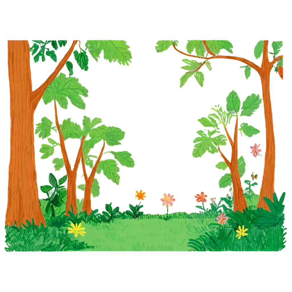 PNG-Drawing-for-Children-of-3-Years-Jungle-with-Trees-and-Flowers