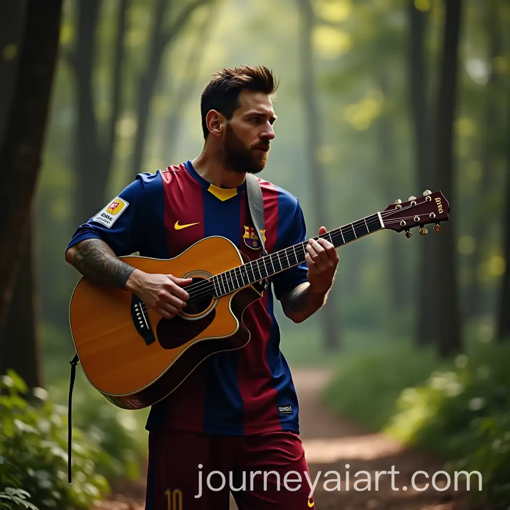 Lionel-Messi-Playing-Guitar-in-a-Forest