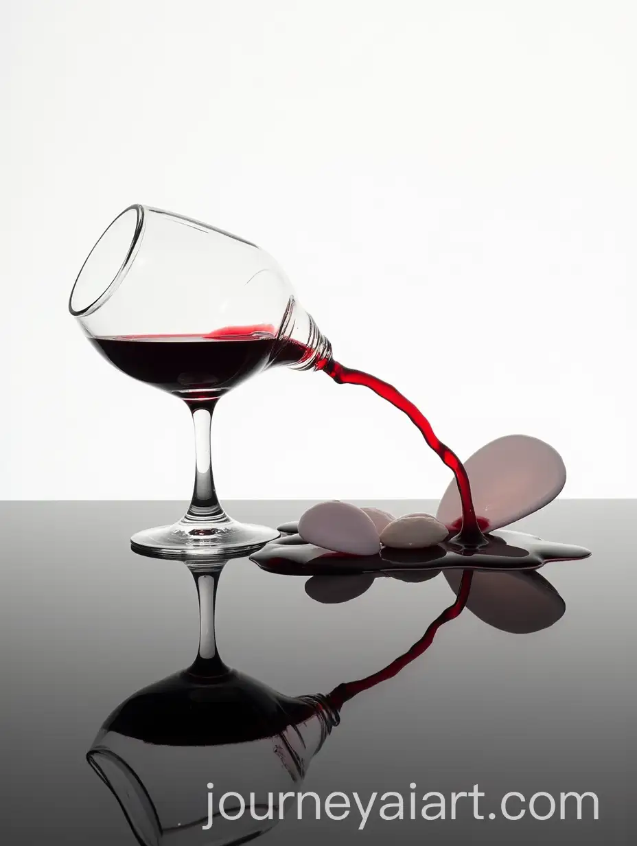 Modern-Still-Life-with-Glass-of-Red-Wine-on-Dark-Mirror-Surface