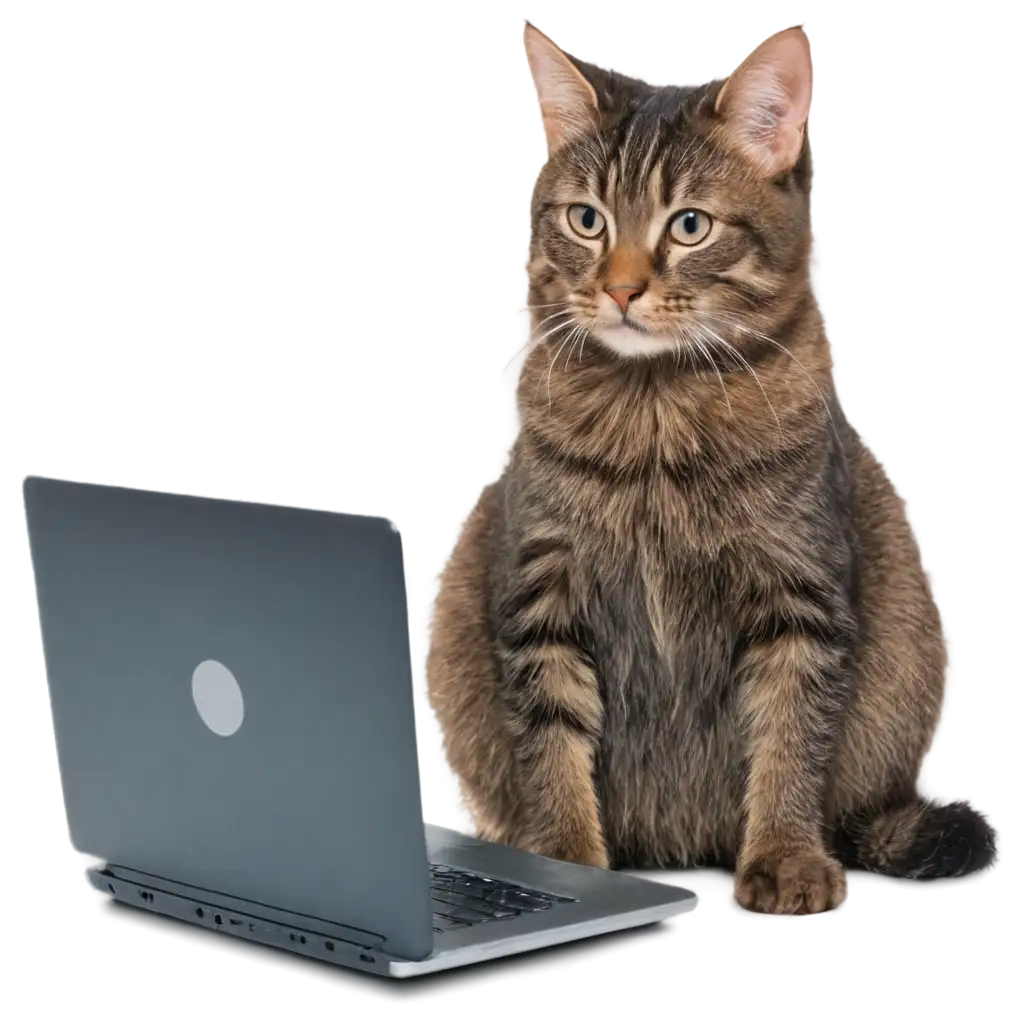 a cat working on a computer