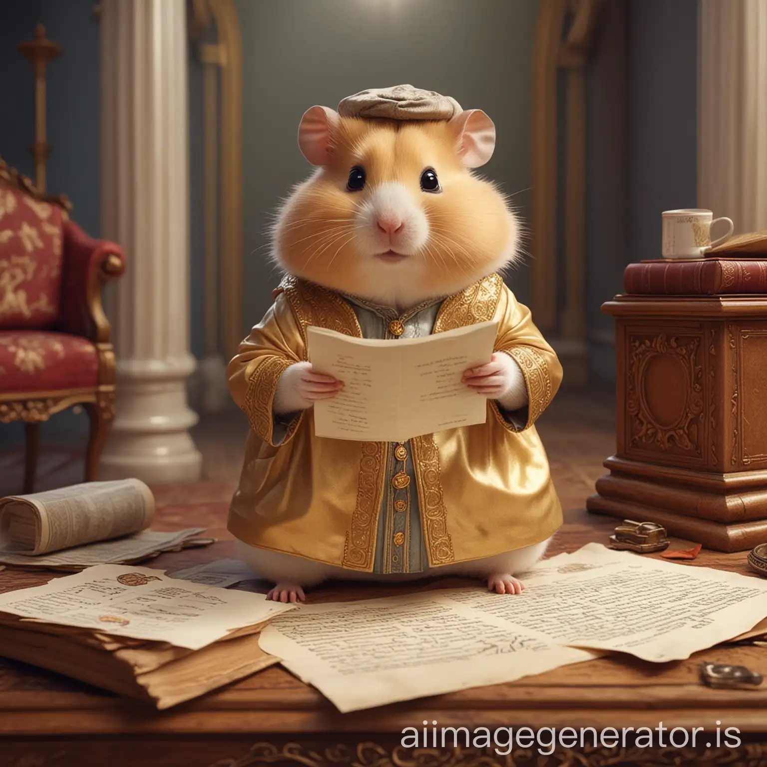 Rich-Hamster-Reading-a-Letter-in-His-Palace