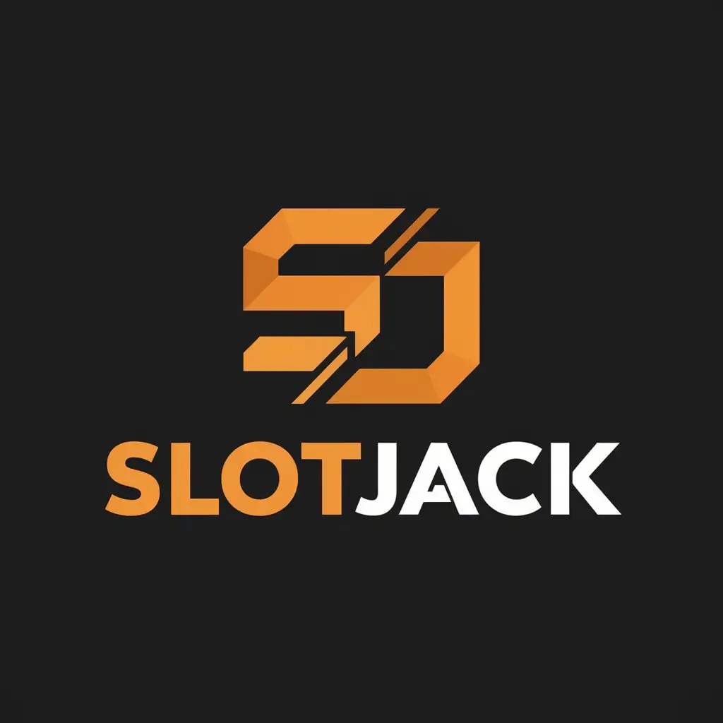 LOGO Design For SlotJack Modern and Dynamic Orange Black Geometric Shapes