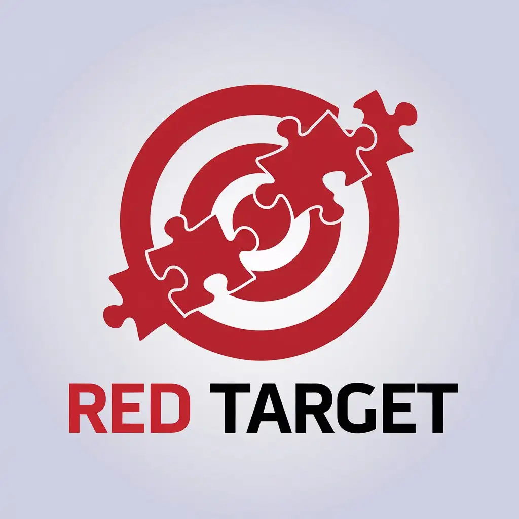 LOGO Design for RED TARGET Sliding Puzzle Teamwork and Fun with Clear Background