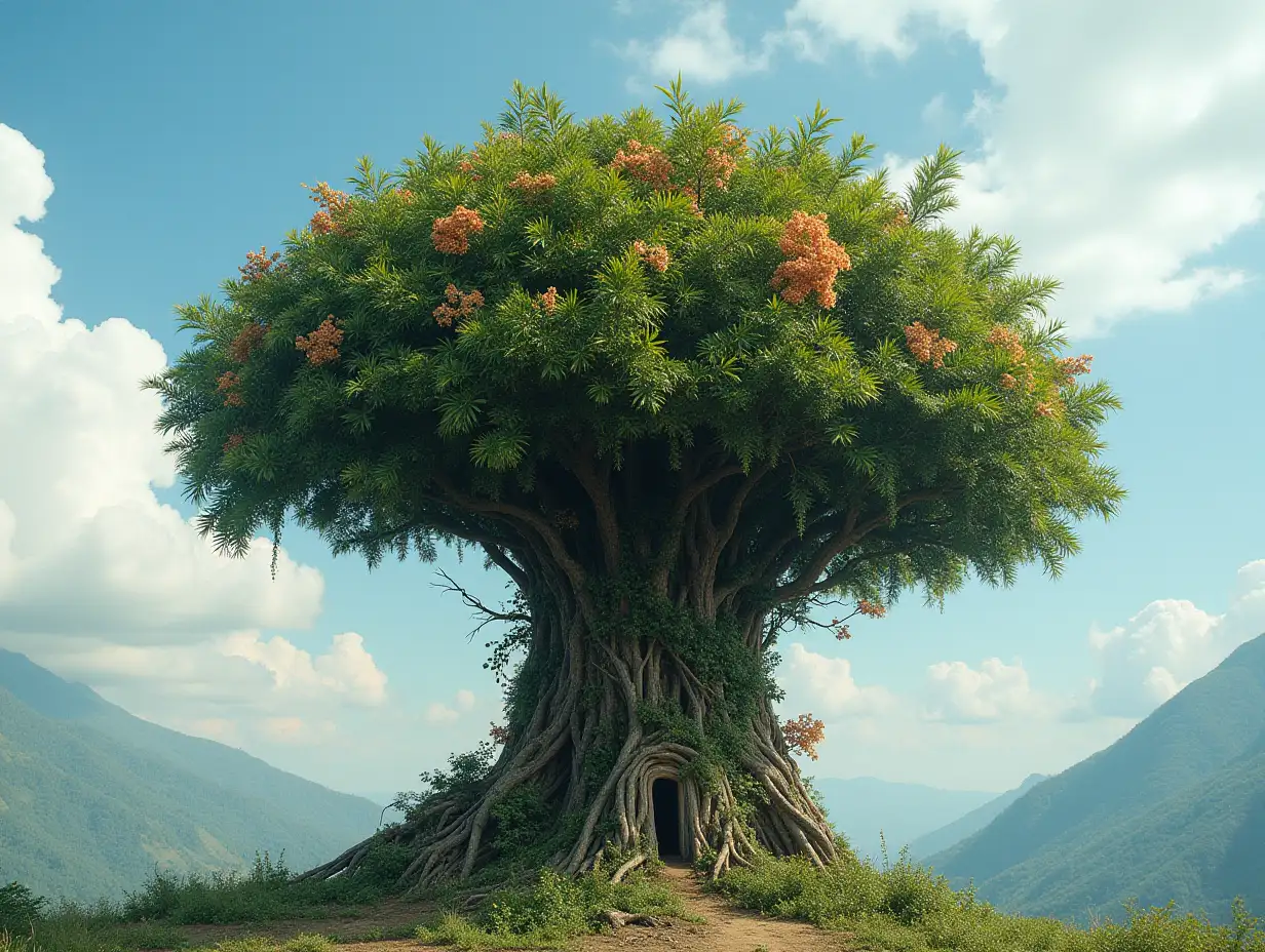 Building TreeHead with tropical flowers