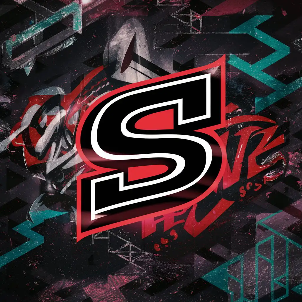 Cool Funky Pop S Logo in Hiphop Style Black and Red