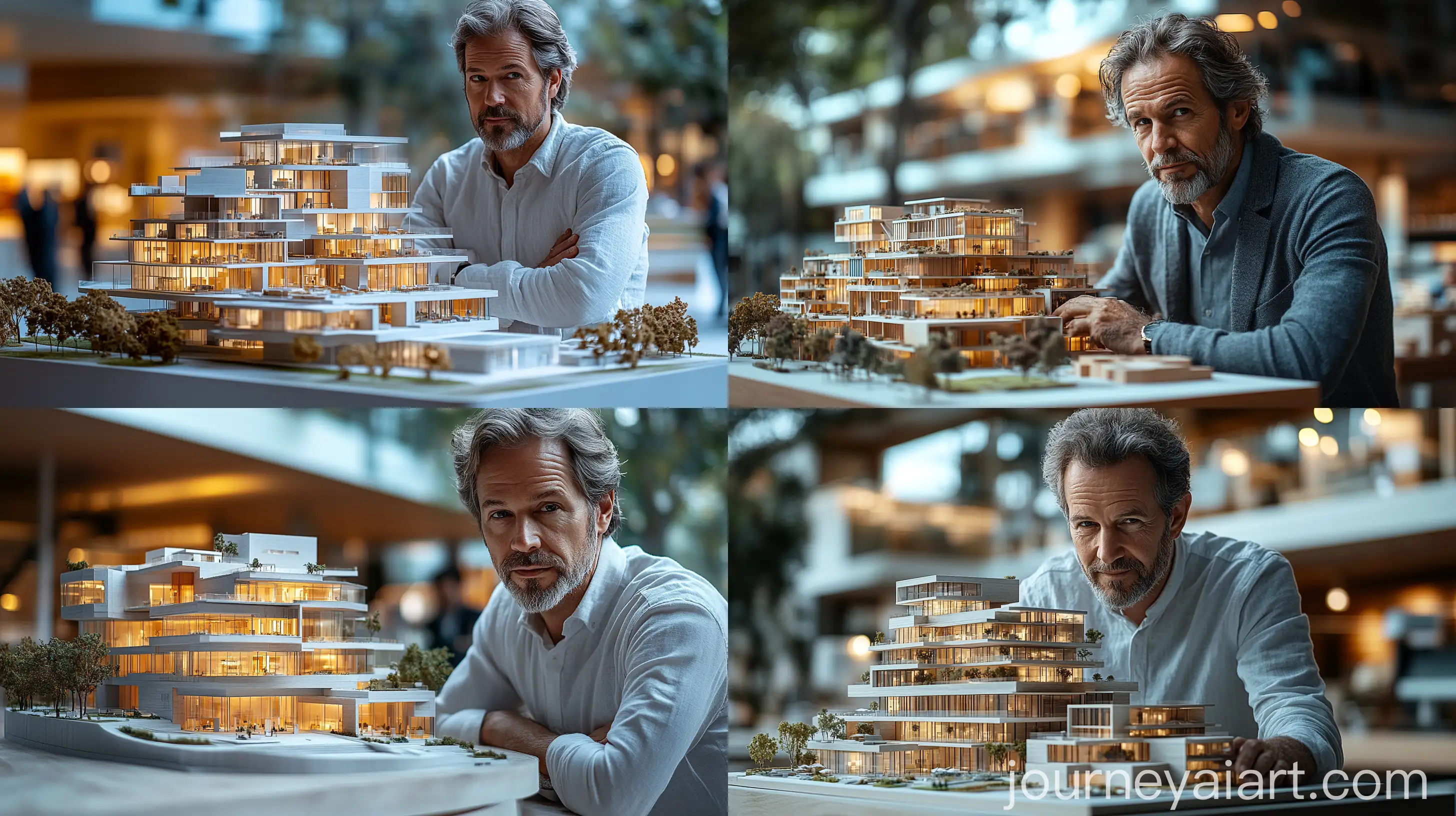 Businessman-or-Architect-Presenting-New-Business-Office-Complex-Model