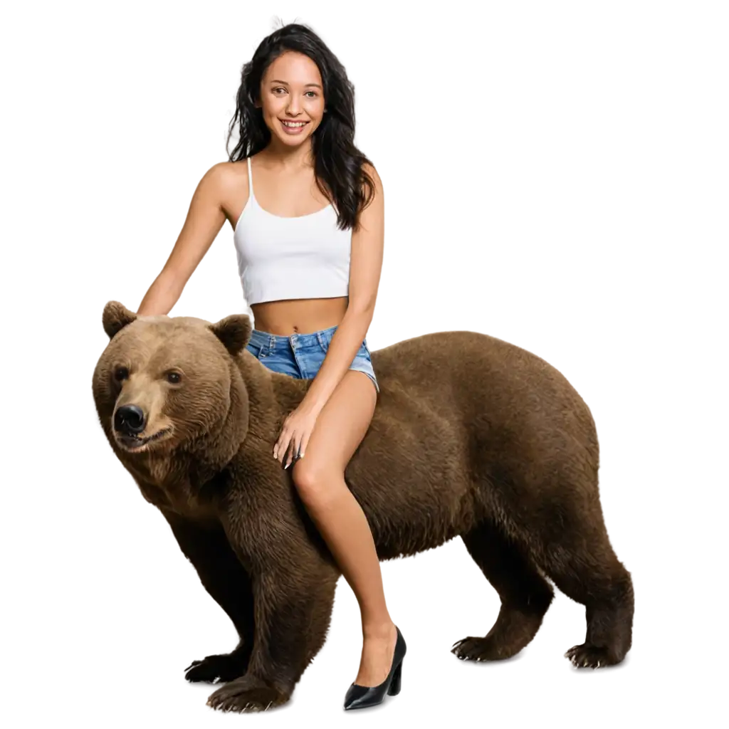 Beautiful-and-Young-Woman-Riding-on-a-Bear-PNG-HighQuality-Image-for-Various-Applications