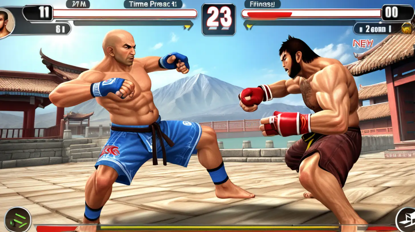 ActionPacked Gym Karate Fighter Game with Temple Background