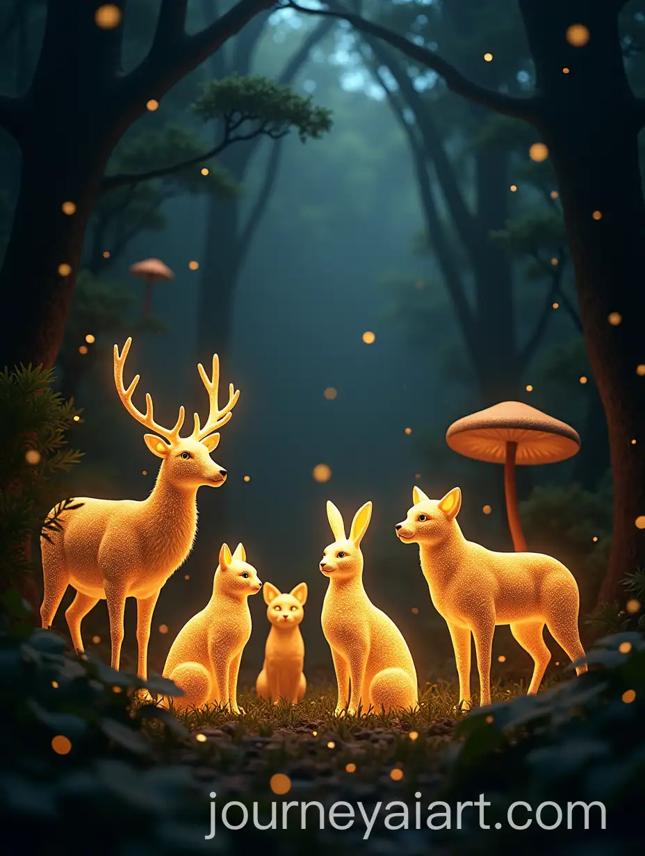 Magical-Jungle-with-Luminous-Animals-and-Glowing-Mushroom-Huts