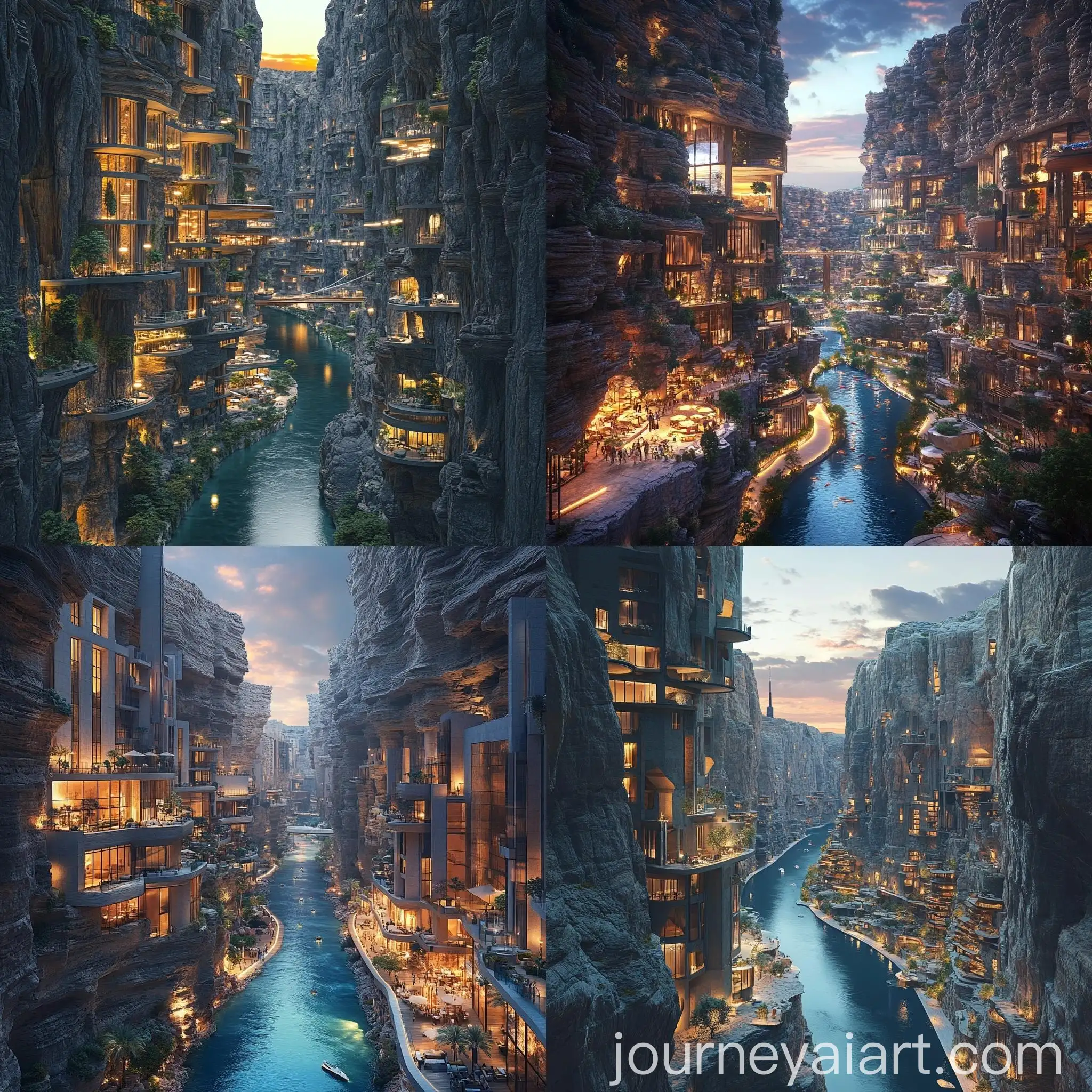 Majestic-Canyon-Cityscape-with-Skyscrapers-and-Serene-River
