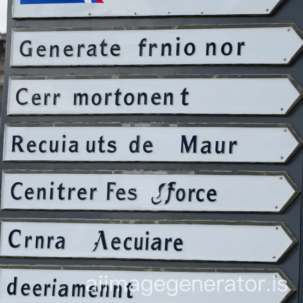generate a French sign containing the mentions 'Centre d'Information et de Recrutement des Forces Armée - Bureau AIR' with the air force symbol at the beginning or the 'devenir aviateur' logo