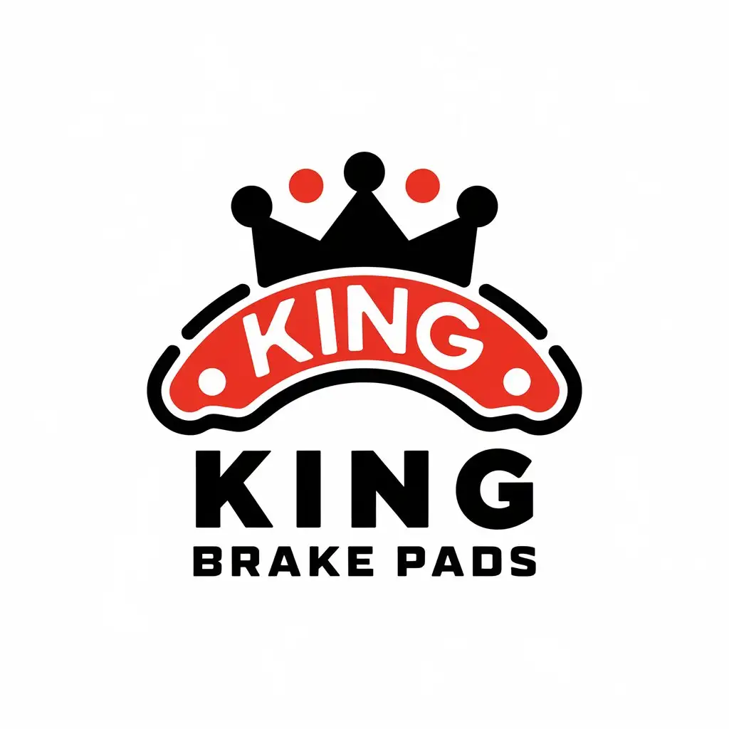 a vector logo design,with the text "KING BRAKE PADS", main symbol:1. the color of the logo: red, white, blackn2. special stylen3. concisen4. pats left, letters right,Moderate,be used in Automotive industry,clear background