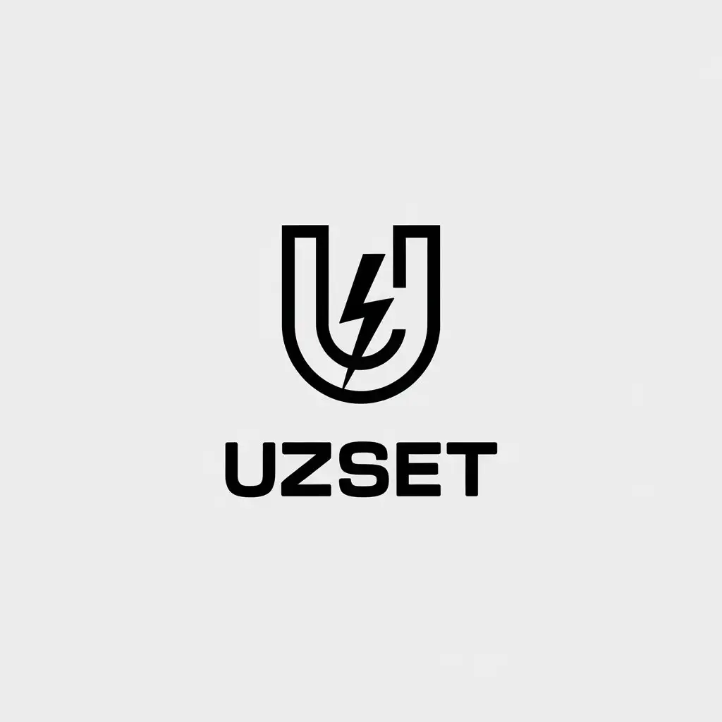 LOGO Design for UZSET Minimalistic Vector with Clear Background for Technology Industry