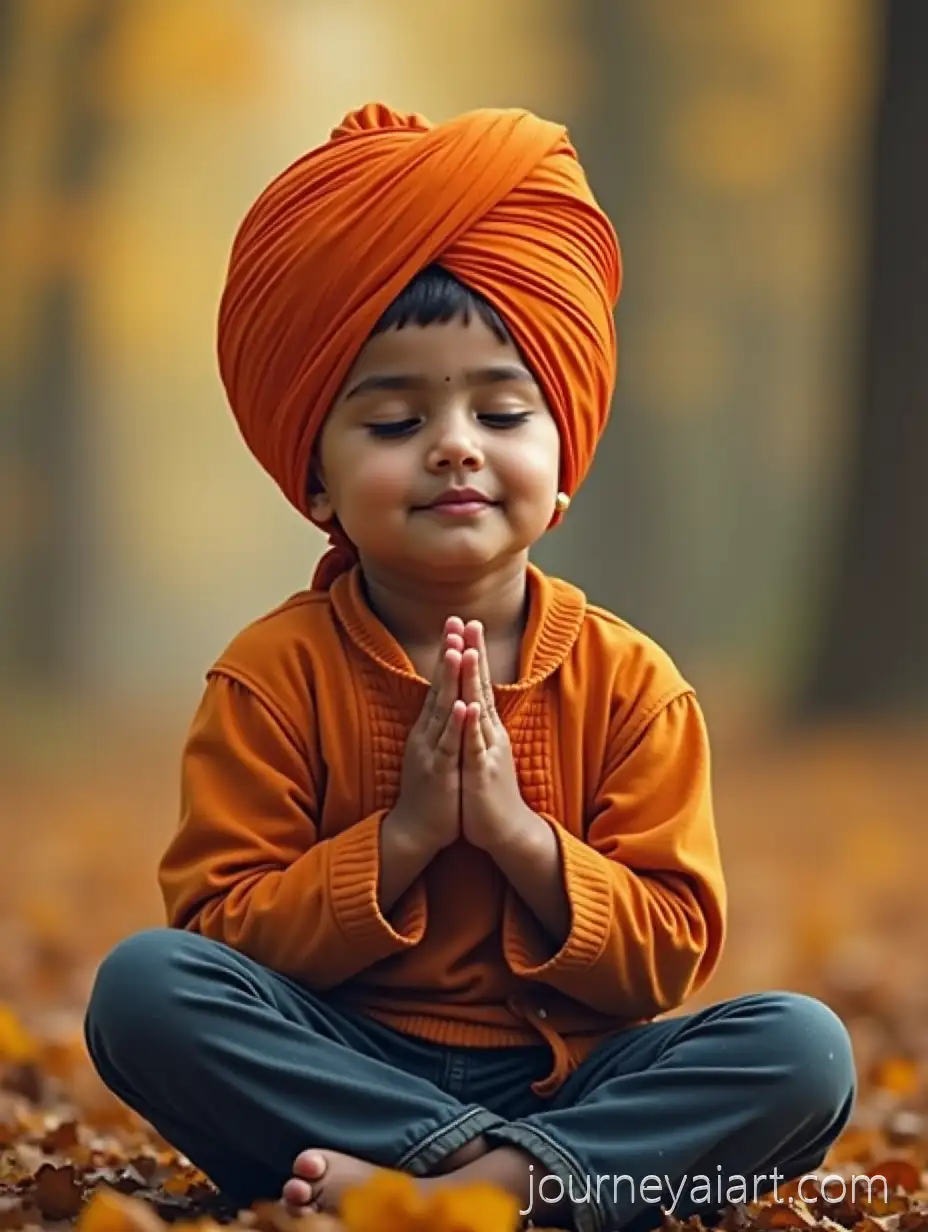 Little-Sikh-Boy-Praying-in-Peaceful-Nature-with-Domala-Turban