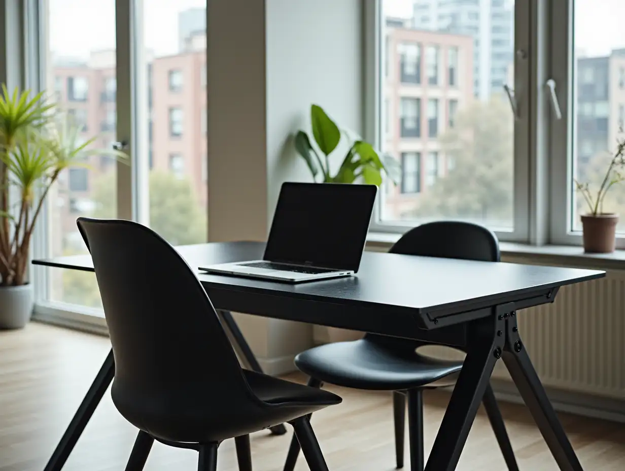 Modern-Office-Workspace-with-Black-Chair-Laptop-and-Desk