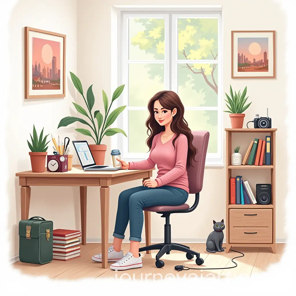 Chic-Modern-Room-of-an-Adult-Girl-with-Accessories-and-a-Cat