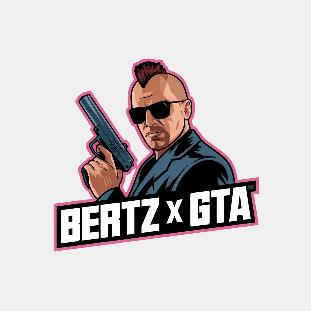 LOGO Design for Bertz X GTA Vector Design with Grand Theft Auto Theme and Clear Background