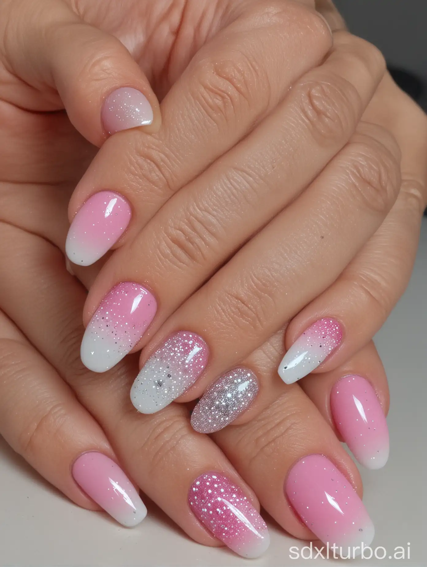 Elegant-Ombre-Pink-and-White-Nail-Design-with-Glitter-Accents