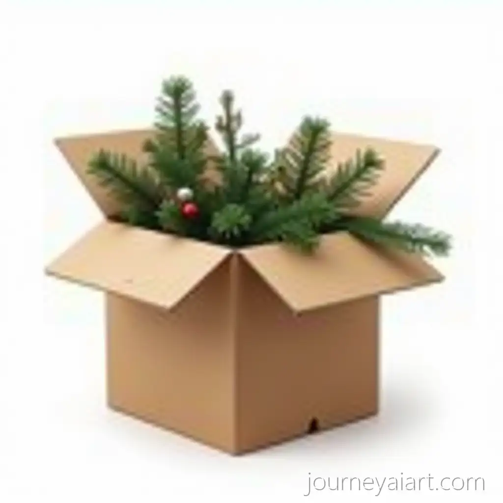 Open-Cardboard-Box-withChristmas-Box-with-Decorations-Christmas-Garlands-and-Ornaments-on-White-Background
