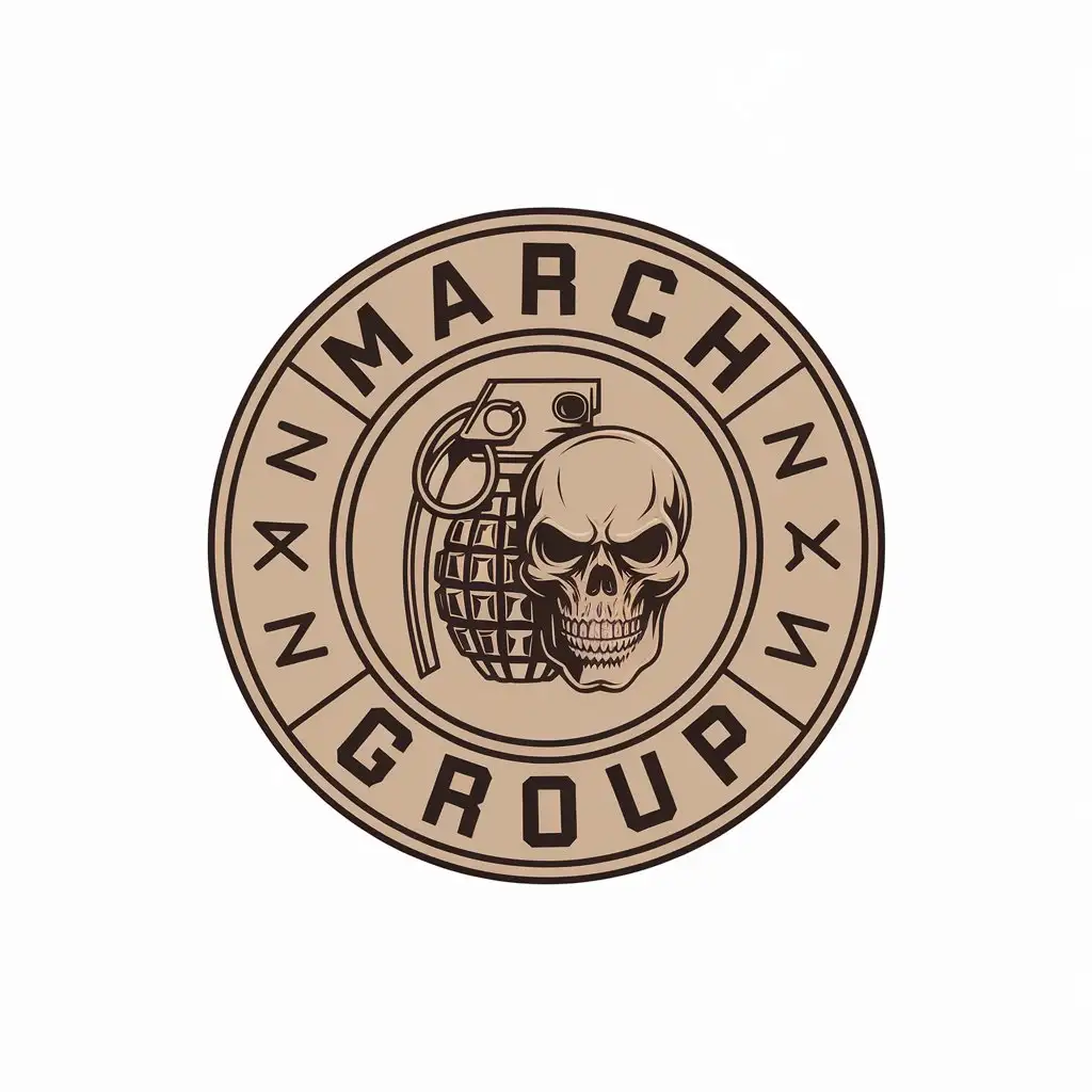 LOGO Design for March Group Round Patch with Runes and Skull with Grenade Theme