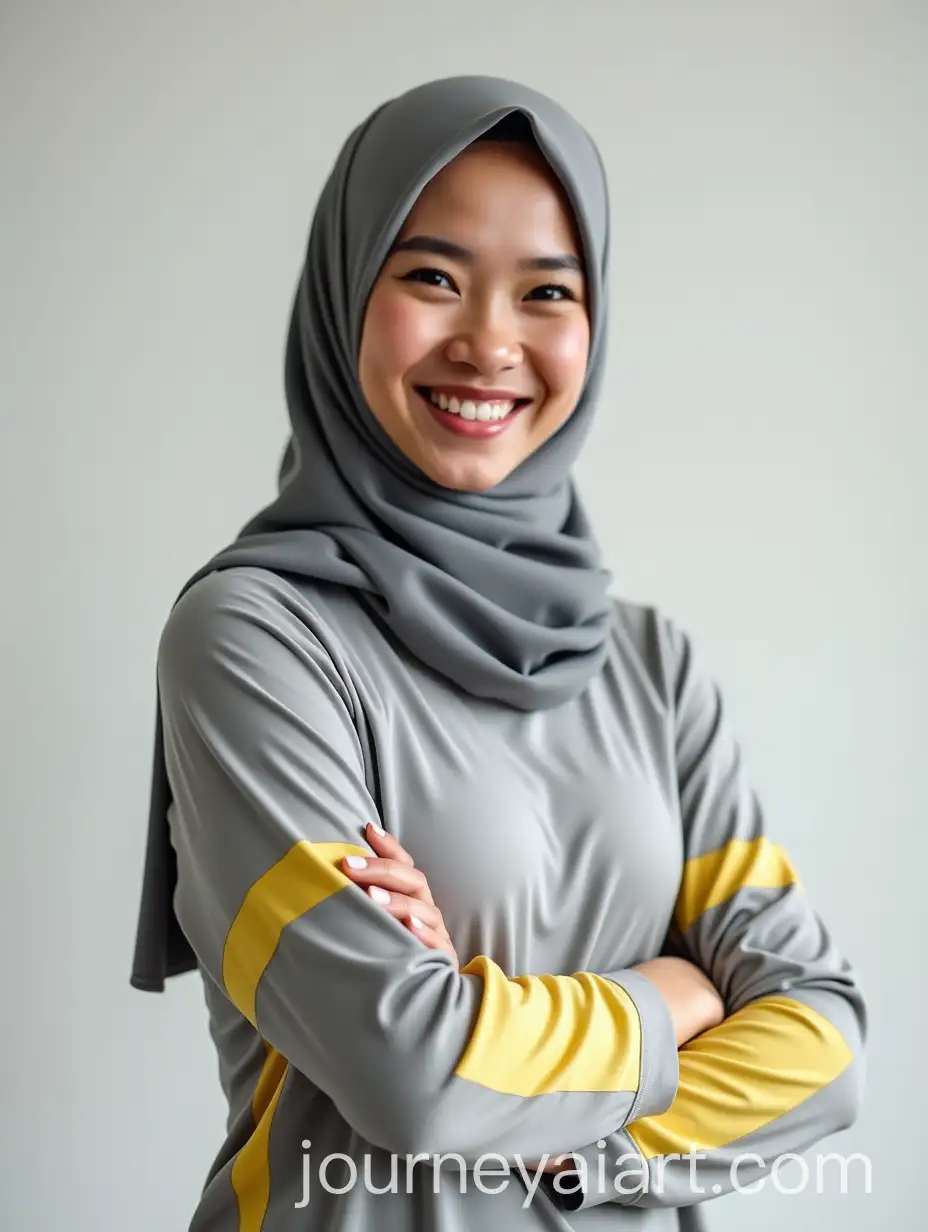 Stylish-Malay-Woman-in-FootballAI-Image-Prompt-Expansion-Team-Jersey-with-Long-Hijab-Smiling-Cheerfully