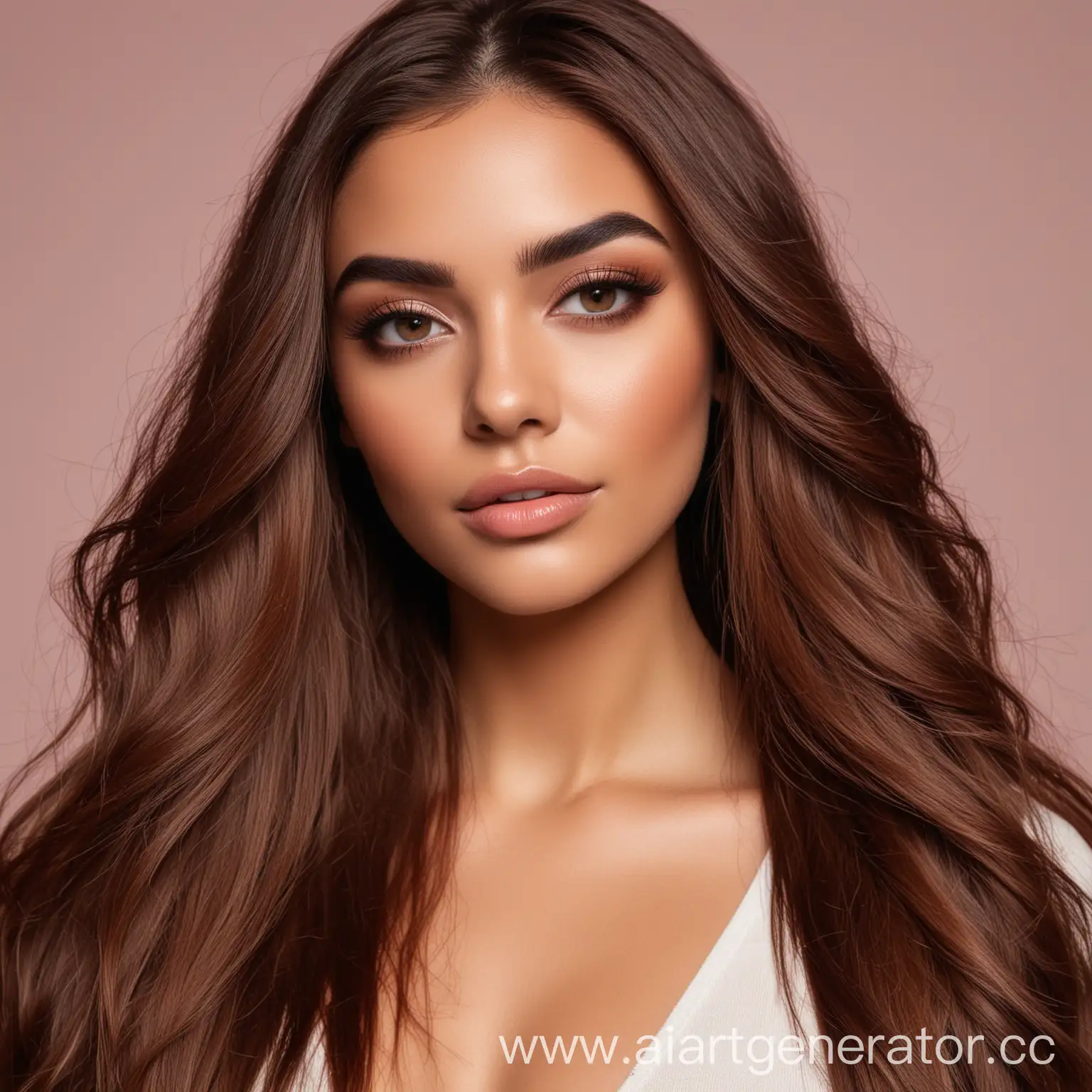 Brazilian-Influencer-Beauty-Product-Advertisement-with-Rose-Hair-and-Thick-Eyebrows