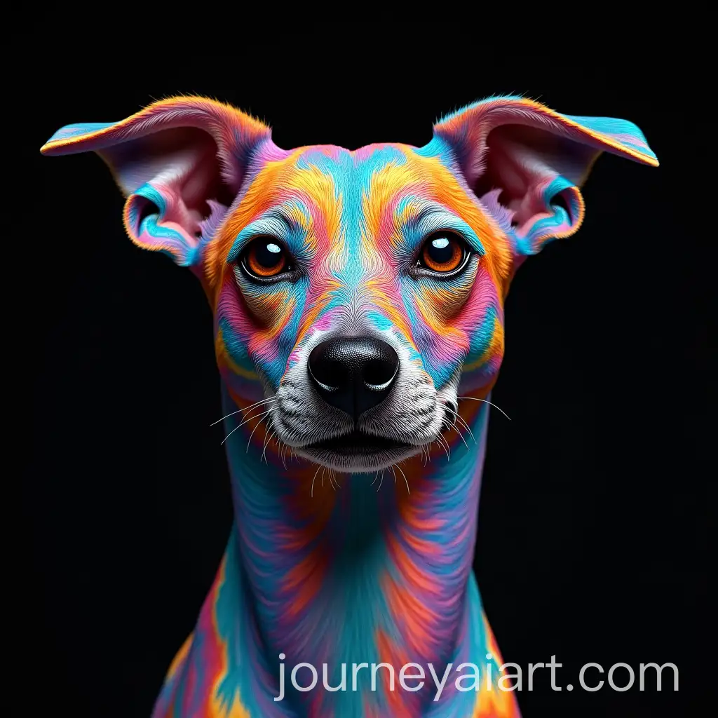 Dog-with-Colorful-Patterns-and-Surreal-Background-in-HyperRealistic-Oil-Painting