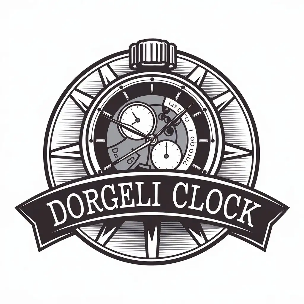 a vector logo design,with the text "dorgeli clock", main symbol:Watches Dorgeli,complex,be used in Retail industry,clear background