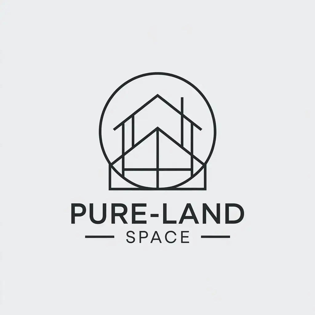 a vector logo design,with the text "pure-land space", main symbol:house,Minimalistic,be used in Home Family industry,clear background