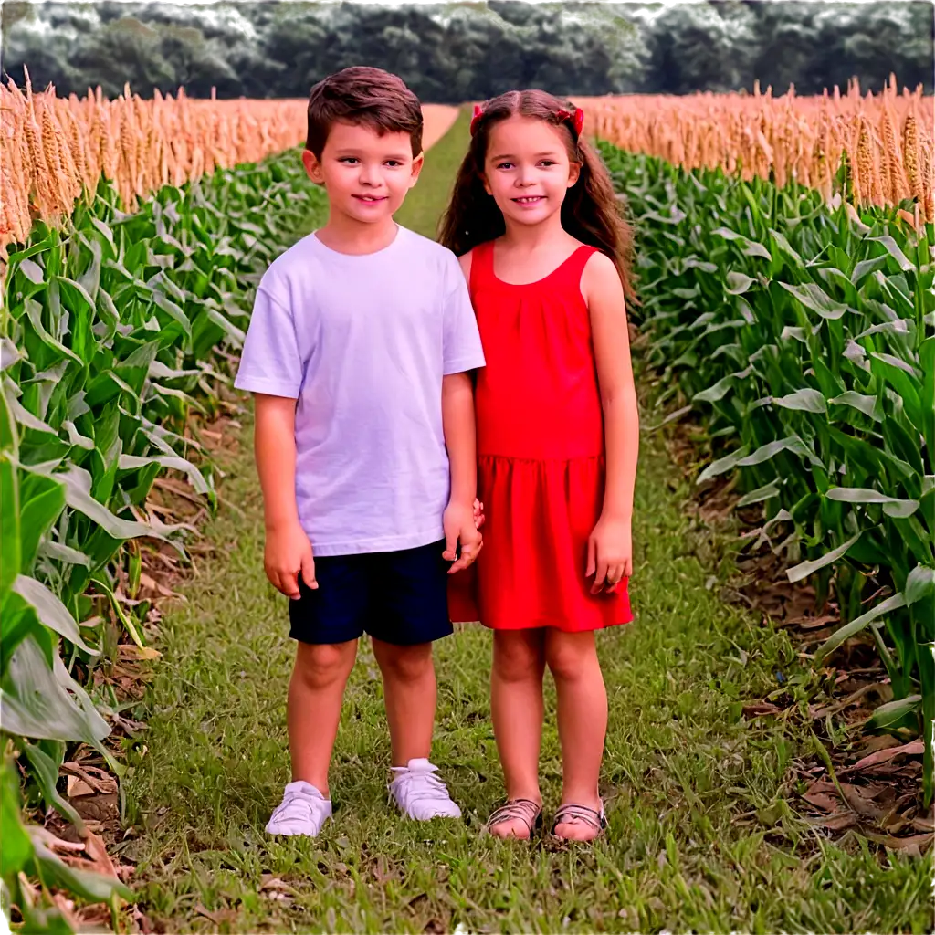 Girl-and-Boy-in-Corn-Field-PNG-Image-Tranquil-Rural-Scene