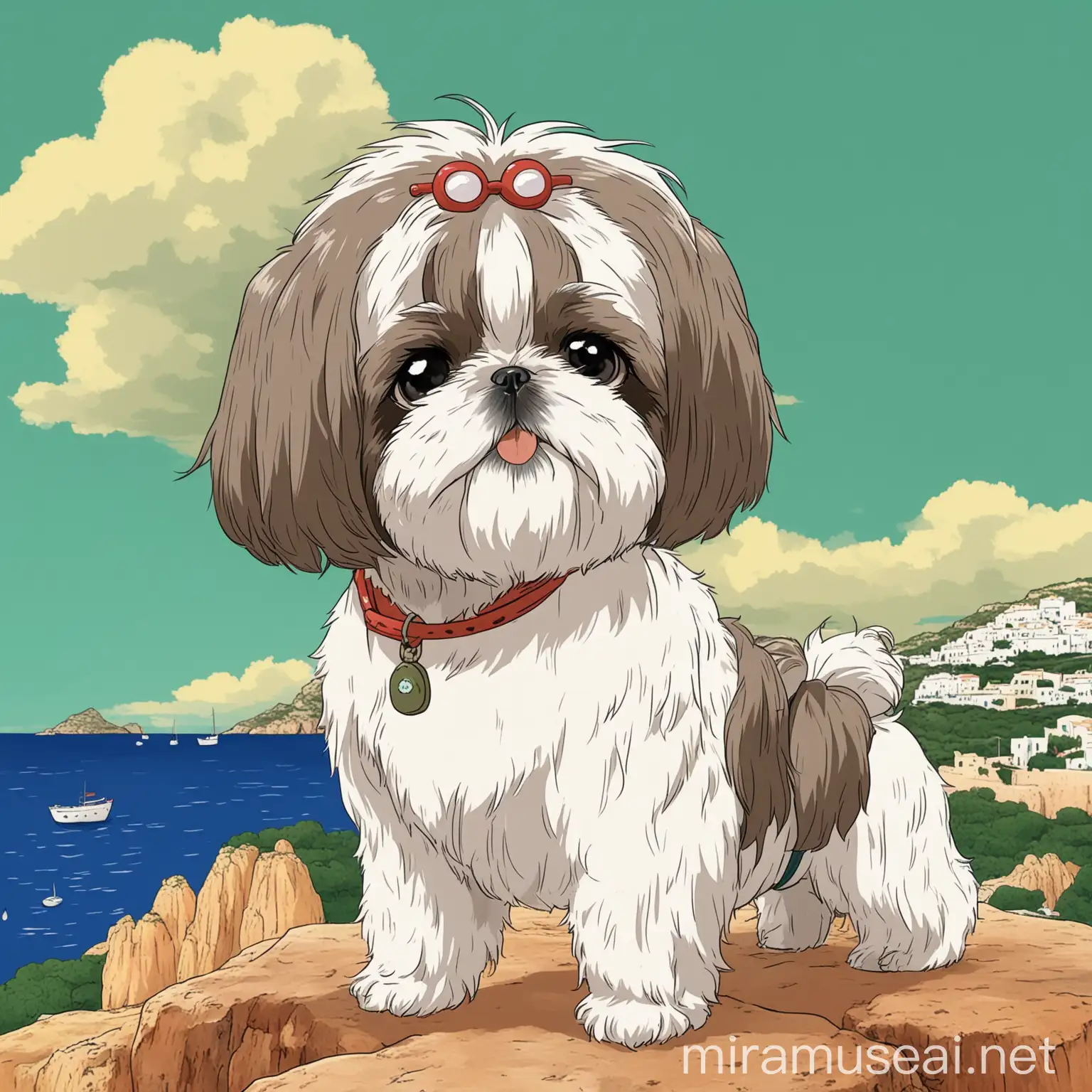 Shih Tzu with Breasts in Ibiza Studio Ghibli Style