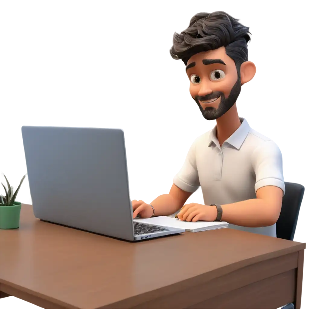 Professional-Man-Working-on-Computer-PNG-Illustration-Home-Office-Scene