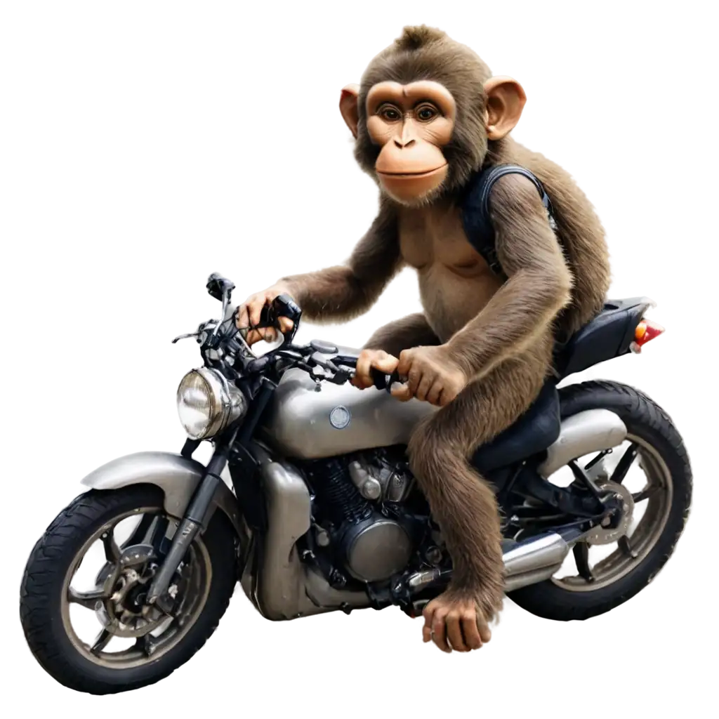 PNG-Image-of-Monkey-Riding-Motorcycle-Capturing-Playful-Adventure-in-HighQuality-Format