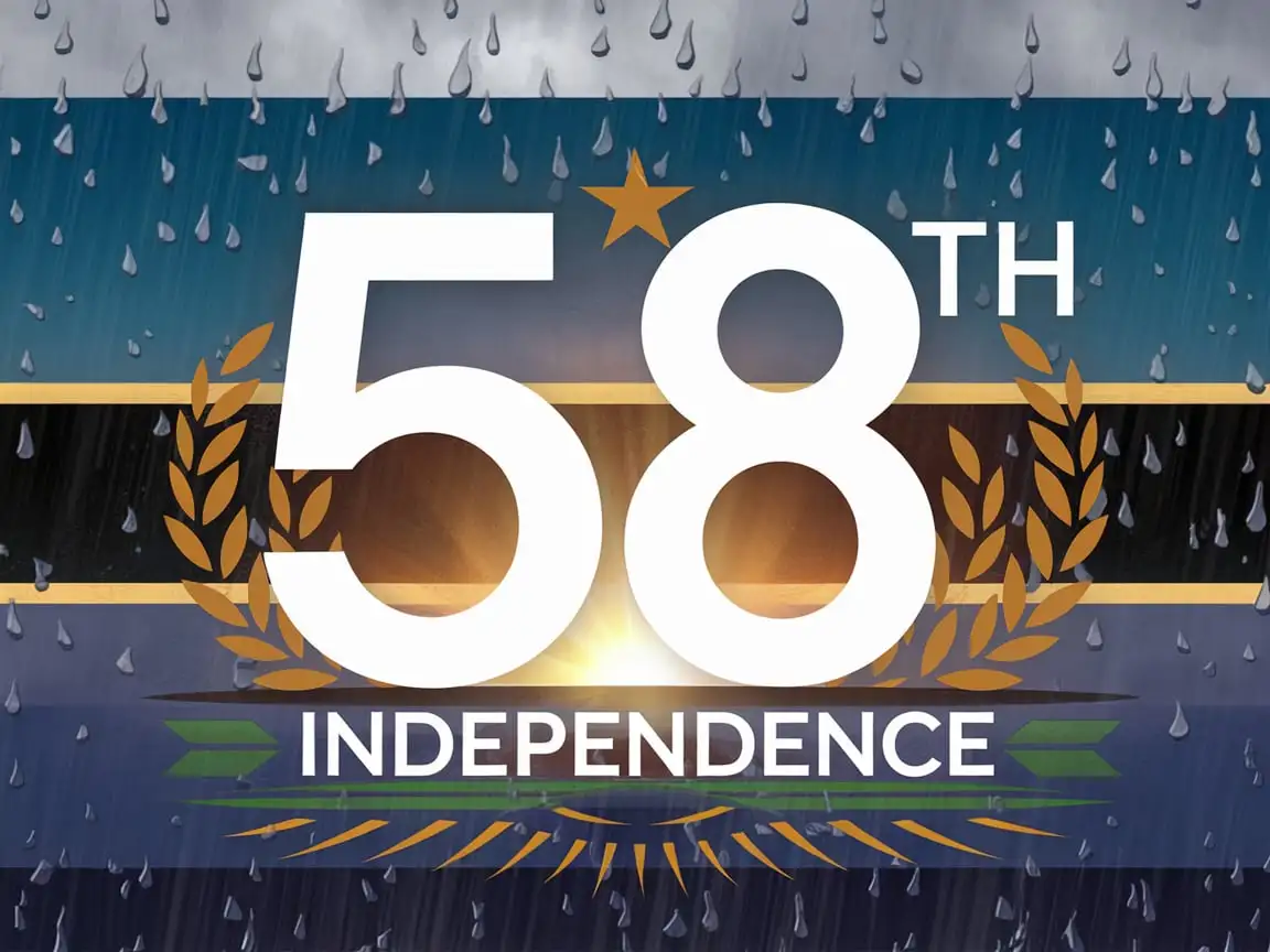 58th Independence Celebration with Botswana Flag and Raindrops