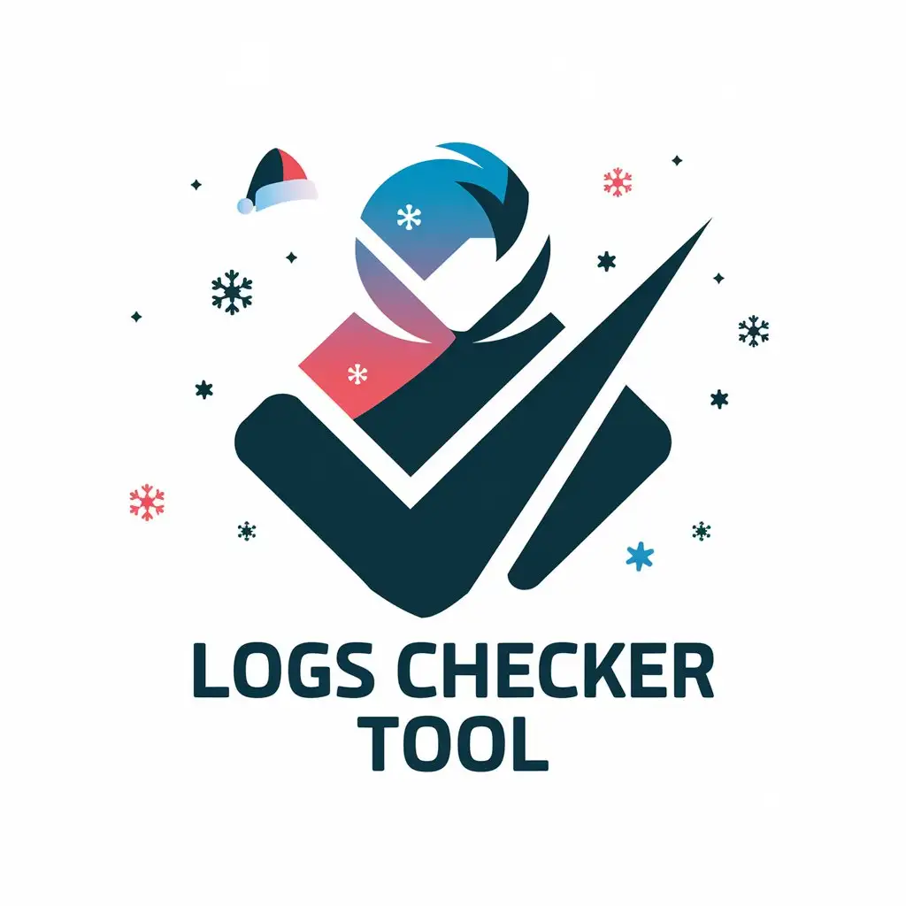 LOGO Design for Logs Checker Tool Dark Blue Red Santa Hat Snow with Hacker and Keyword Finder Elements