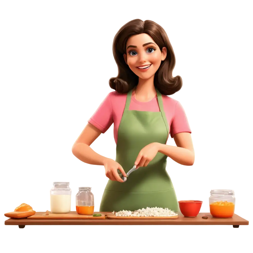 Mom-Preparing-Food-Cartoon-PNG-HighQuality-Image-for-Diverse-Uses