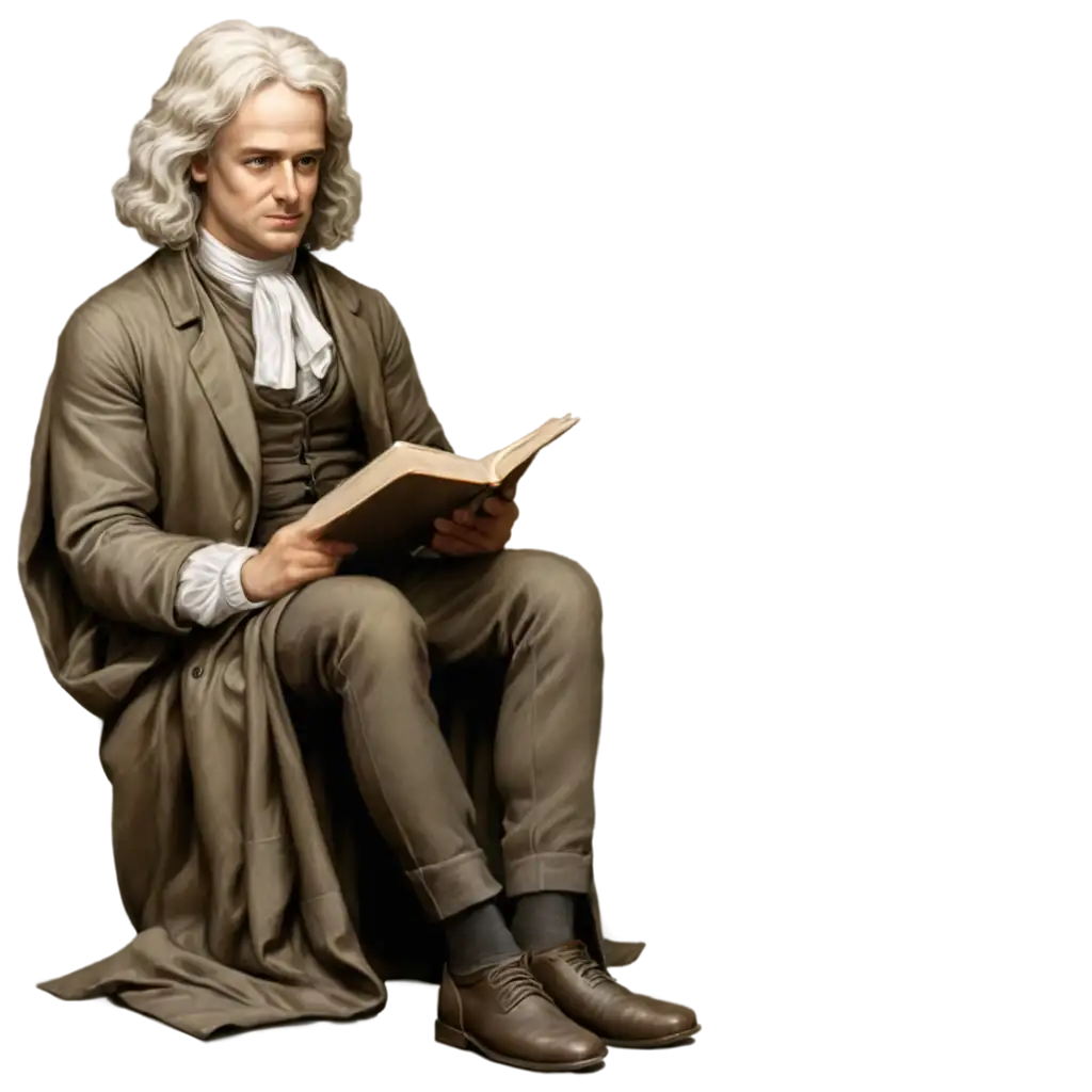 Realistic-Isaac-Newton-PNG-Image-Sitting-and-Reading-Book-Capturing-Historical-Brilliance-in-HighQuality-Format